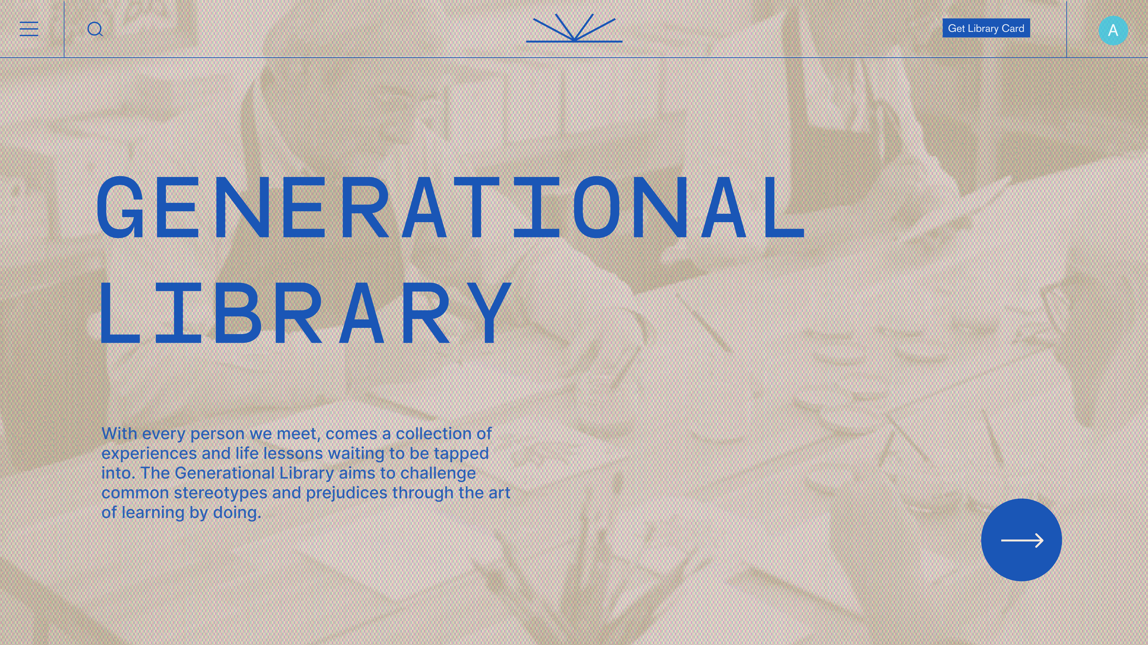 The landing page of the Generational Library site